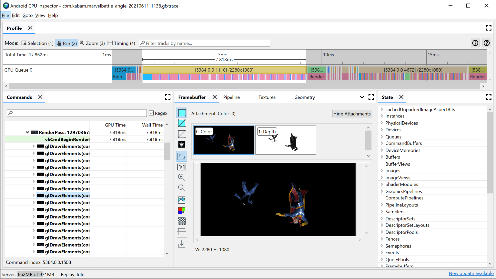 Identifying the longest render pass in the Frame Timeline view