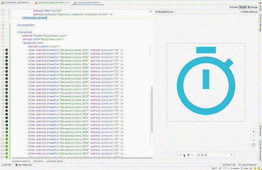 User previewing and playing an animation inside Android Studio