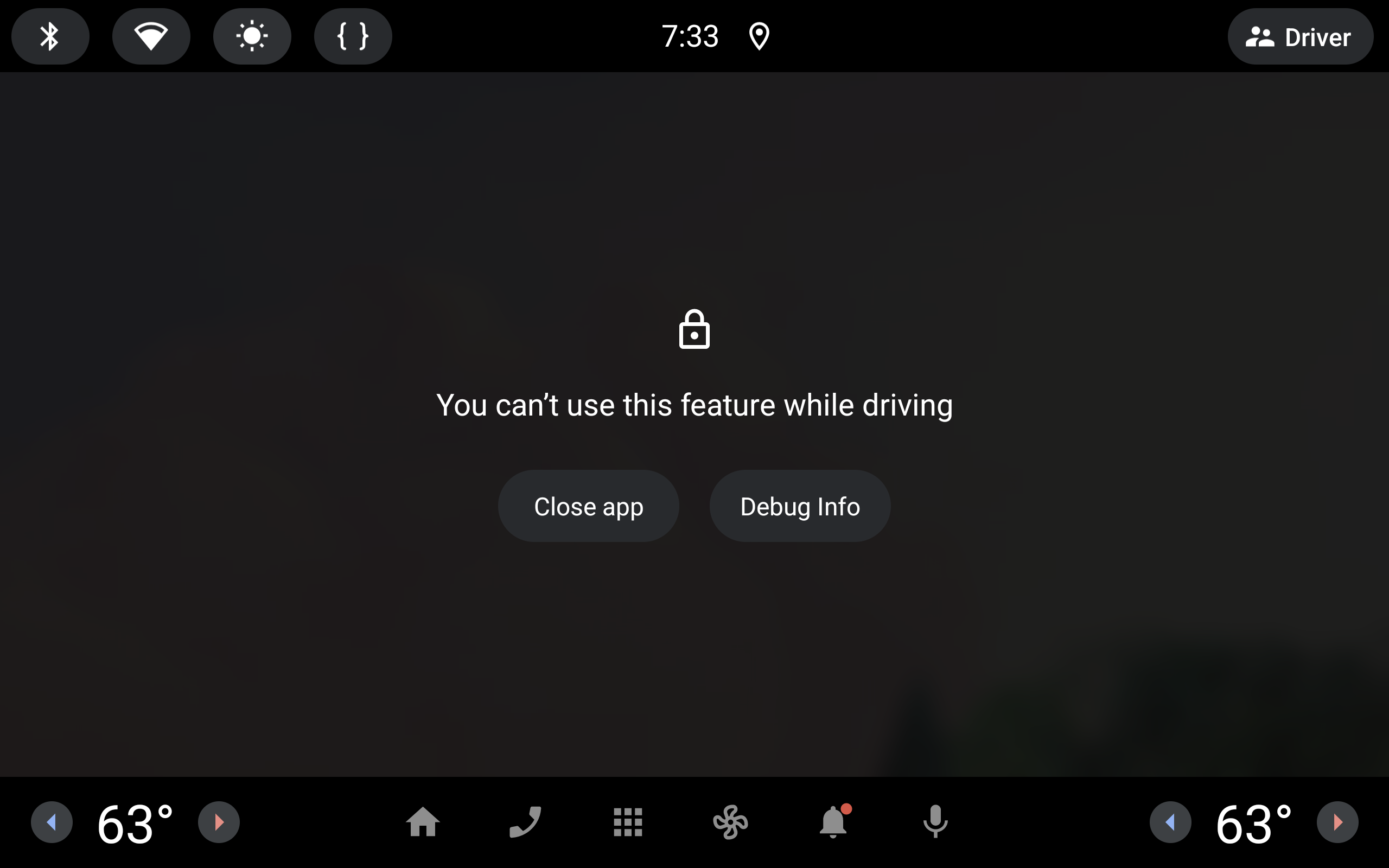 The activity blocking activity being displayed over an app not marked as
distraction optimized.